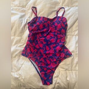 Women's Floral Print Shirred Cutout One Piece Swimsuit